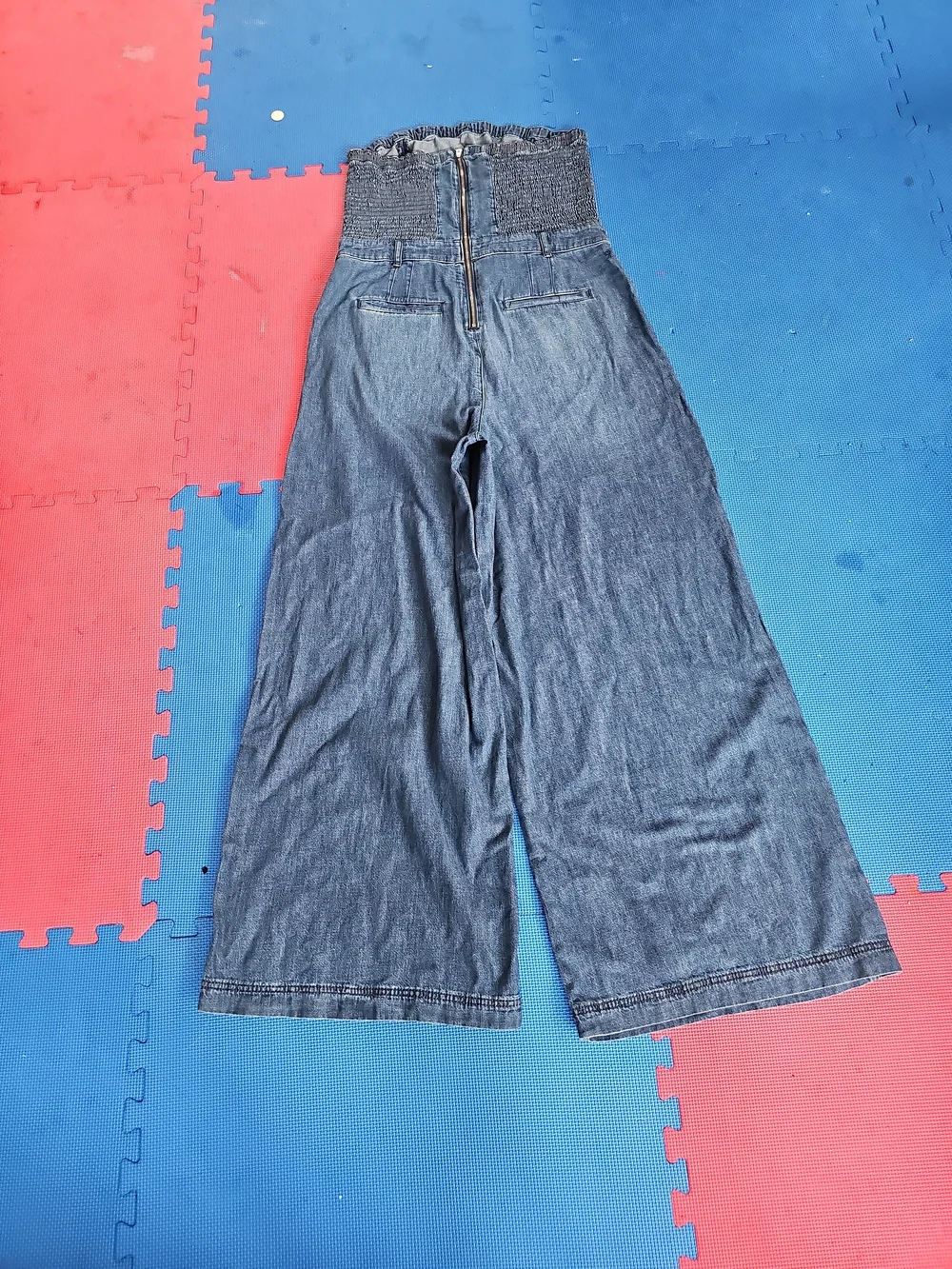 Anthropologie Pilcro Strapless Polished Wide-Leg Jumpsuit Size 14 - Picture 8 of 10